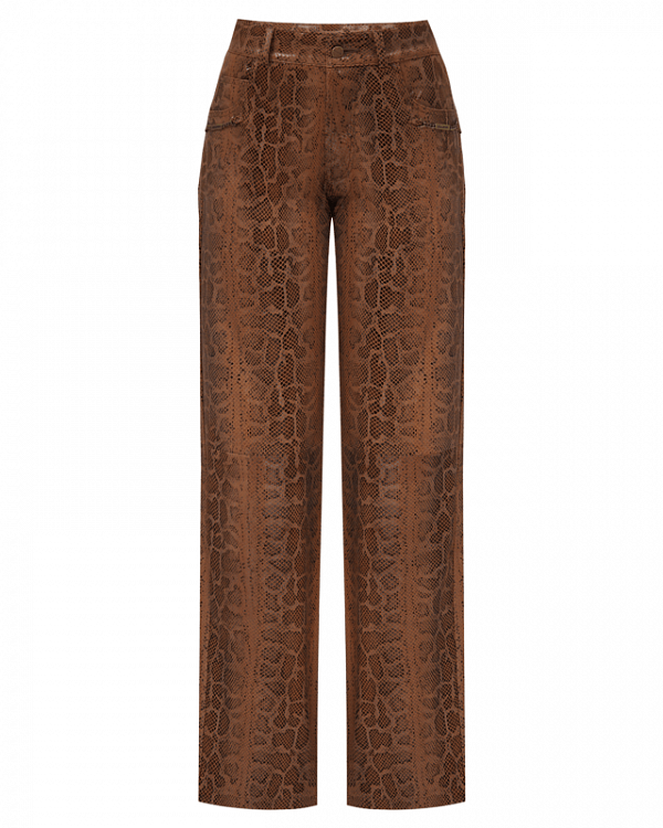 БРЮКИ LEATHER PANTS PITON BROWN UGULWAN