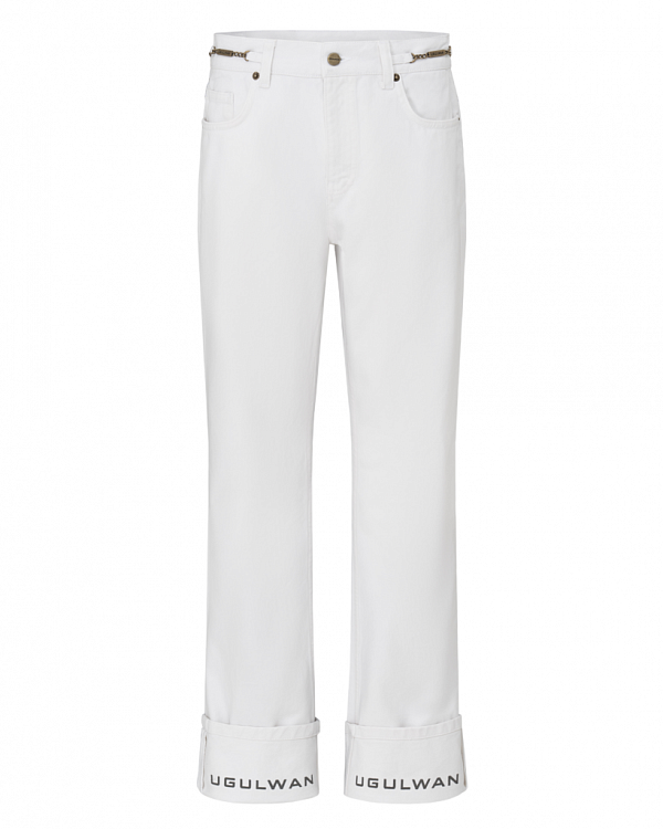 ДЖИНСЫ WHITE JEANS LOGO UGULWAN